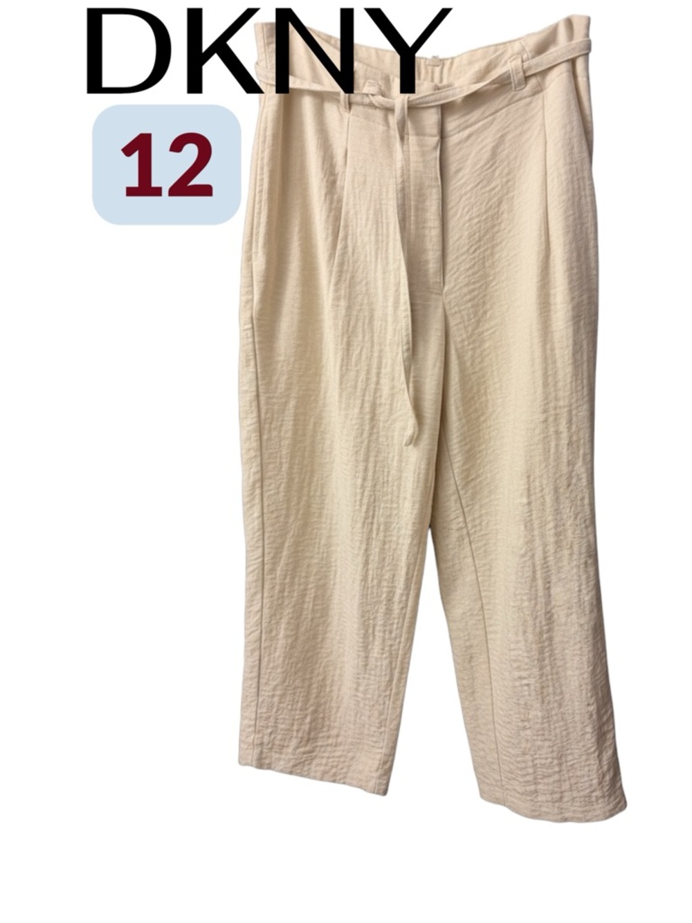 DKNY Cream Wide-Leg Drawstring Pants NWOT